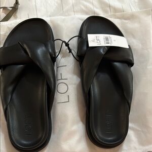LOFT Elegant Black Cross-Strap Slides